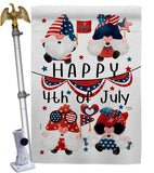 July 4 Gnome - Bugs Frogs Garden Friends Vertical Impressions Decorative Flags HG120305 Made In USA