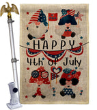 July 4 Gnome - Bugs Frogs Garden Friends Vertical Impressions Decorative Flags HG120305 Made In USA