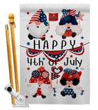 July 4 Gnome - Bugs Frogs Garden Friends Vertical Impressions Decorative Flags HG120305 Made In USA