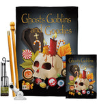 Ghosts Goblins and Goodies - Halloween Fall Vertical Impressions Decorative Flags HG112007 Made In USA