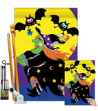 Bats & Witch - Halloween Fall Vertical Applique Decorative Flags HG112044 Imported