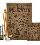 Halloween Doodles - Halloween Fall Vertical Impressions Decorative Flags HG112061 Made In USA