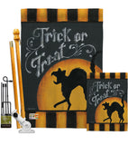 Black Cat Creeping - Halloween Fall Vertical Impressions Decorative Flags HG112075 Made In USA