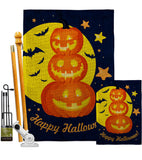 Pumpkin Trio - Halloween Fall Vertical Impressions Decorative Flags HG112107 Made In USA