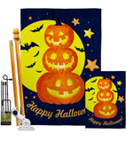 Pumpkin Trio - Halloween Fall Vertical Impressions Decorative Flags HG112107 Made In USA