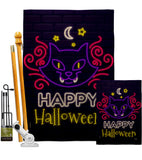 Neon Halloween Cat - Halloween Fall Vertical Impressions Decorative Flags HG112108 Made In USA