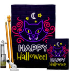 Neon Halloween Cat - Halloween Fall Vertical Impressions Decorative Flags HG112108 Made In USA