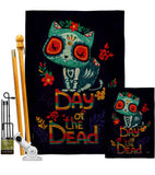 Skull Cat - Halloween Fall Vertical Impressions Decorative Flags HG112110 Made In USA