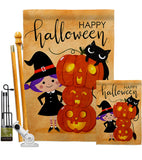 Playful Witch - Halloween Fall Vertical Impressions Decorative Flags HG112113 Made In USA