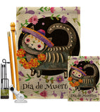 Dia De Muertos Cat - Halloween Fall Vertical Impressions Decorative Flags HG112114 Made In USA