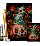 Suger Skull Gato - Halloween Fall Vertical Impressions Decorative Flags HG137000 Made In USA