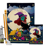 Happy Halloween Witch - Halloween Fall Vertical Impressions Decorative Flags HG192218 Made In USA