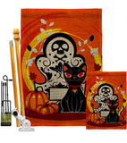 Halloween Kitty - Halloween Fall Vertical Impressions Decorative Flags HG192652 Made In USA