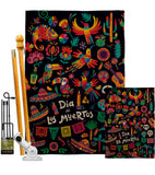 Fiesta Dia de Muertos - Halloween Fall Vertical Impressions Decorative Flags HG192694 Made In USA