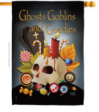 Ghosts Goblins and Goodies - Halloween Fall Vertical Impressions Decorative Flags HG112007 Made In USA