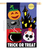 Trick or Treat Night - Halloween Fall Vertical Applique Decorative Flags HG112048 Imported