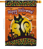 Halloween Black Cat - Halloween Fall Vertical Impressions Decorative Flags HG112050 Made In USA