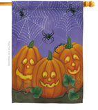 3 Pumpkins - Halloween Fall Vertical Impressions Decorative Flags HG112054 Made In USA