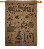 Halloween Doodles - Halloween Fall Vertical Impressions Decorative Flags HG112061 Made In USA