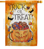 Trick or Treat Candys - Halloween Fall Vertical Impressions Decorative Flags HG112078 Made In USA