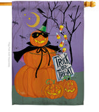 Happy Pumpkin Trio - Halloween Fall Vertical Impressions Decorative Flags HG112084 Made In USA