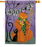 Spooky Pumpkin Men - Halloween Fall Vertical Impressions Decorative Flags HG112085 Made In USA