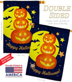 Pumpkin Trio - Halloween Fall Vertical Impressions Decorative Flags HG112107 Made In USA