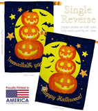 Pumpkin Trio - Halloween Fall Vertical Impressions Decorative Flags HG112107 Made In USA