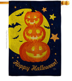 Pumpkin Trio - Halloween Fall Vertical Impressions Decorative Flags HG112107 Made In USA