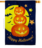 Pumpkin Trio - Halloween Fall Vertical Impressions Decorative Flags HG112107 Made In USA