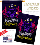 Neon Halloween Cat - Halloween Fall Vertical Impressions Decorative Flags HG112108 Made In USA