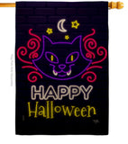 Neon Halloween Cat - Halloween Fall Vertical Impressions Decorative Flags HG112108 Made In USA