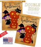 Playful Witch - Halloween Fall Vertical Impressions Decorative Flags HG112113 Made In USA