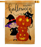 Playful Witch - Halloween Fall Vertical Impressions Decorative Flags HG112113 Made In USA