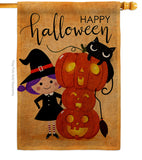 Playful Witch - Halloween Fall Vertical Impressions Decorative Flags HG112113 Made In USA