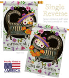 Dia De Muertos Cat - Halloween Fall Vertical Impressions Decorative Flags HG112114 Made In USA