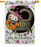 Dia De Muertos Cat - Halloween Fall Vertical Impressions Decorative Flags HG112114 Made In USA