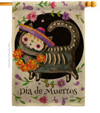 Dia De Muertos Cat - Halloween Fall Vertical Impressions Decorative Flags HG112114 Made In USA
