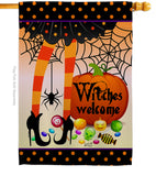 Witches Welcome - Halloween Fall Vertical Impressions Decorative Flags HG137069 Made In USA