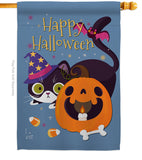 Witchy Cat - Halloween Fall Vertical Impressions Decorative Flags HG137257 Made In USA