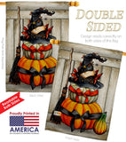 Witch Pumpkins - Halloween Fall Vertical Impressions Decorative Flags HG137633 Made In USA