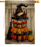 Witch Pumpkins - Halloween Fall Vertical Impressions Decorative Flags HG137633 Made In USA
