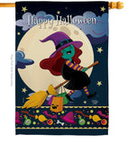 Happy Halloween Witch - Halloween Fall Vertical Impressions Decorative Flags HG192218 Made In USA