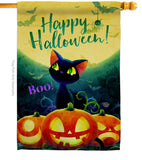 Cute Black Cat - Halloween Fall Vertical Impressions Decorative Flags HG192668 Made In USA