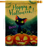 Cute Black Cat - Halloween Fall Vertical Impressions Decorative Flags HG192668 Made In USA