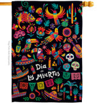 Fiesta Dia de Muertos - Halloween Fall Vertical Impressions Decorative Flags HG192694 Made In USA