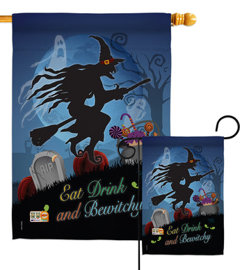 Bewitchy - Halloween Fall Vertical Impressions Decorative Flags HG112005 Made In USA