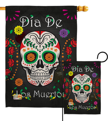 Dia de los Muertos - Halloween Fall Vertical Impressions Decorative Flags HG112009 Made In USA