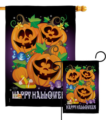 Happy Pumpkins - Halloween Fall Vertical Impressions Decorative Flags HG112049 Made In USA