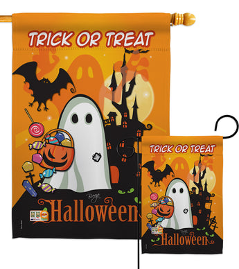 Little Ghost - Halloween Fall Vertical Impressions Decorative Flags HG112051 Made In USA